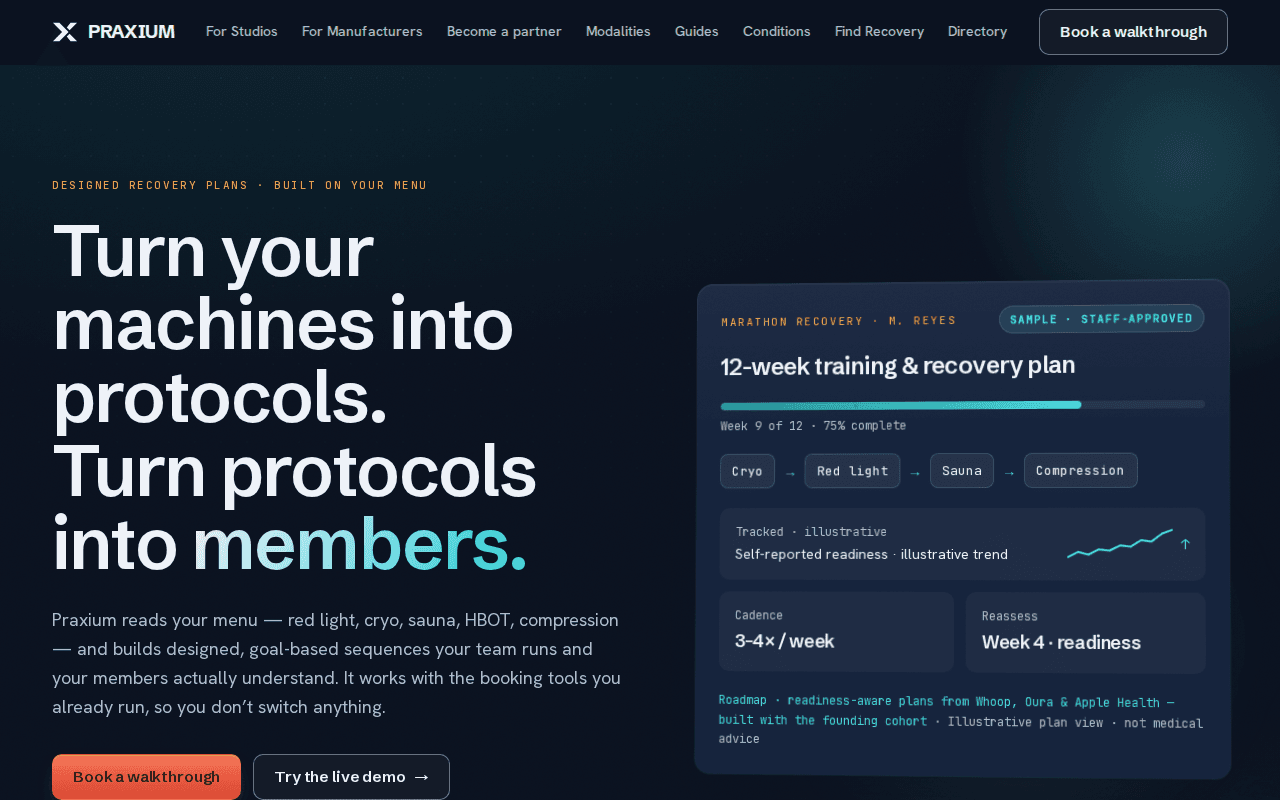Praxium public website preview